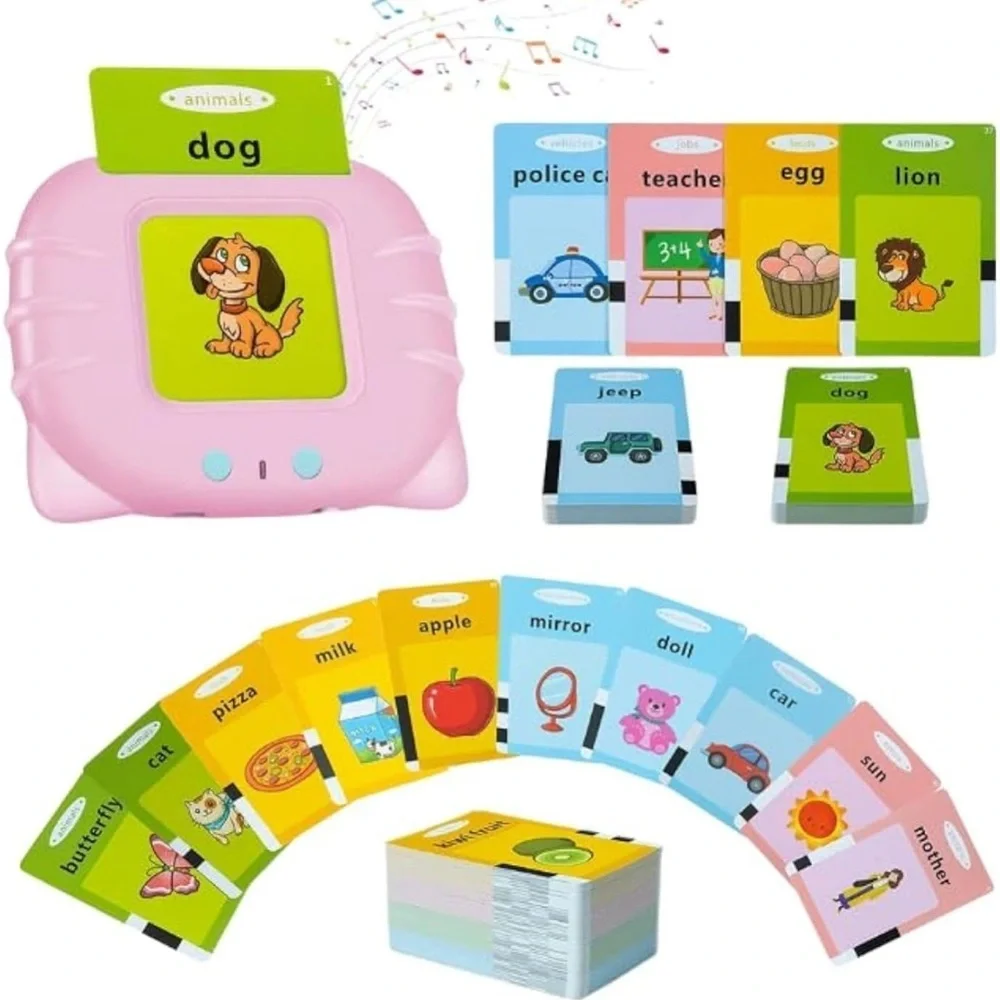 Montessori Talking Flash Cards Toy for Toddlers,Sensory Learning (Pink)- NIB